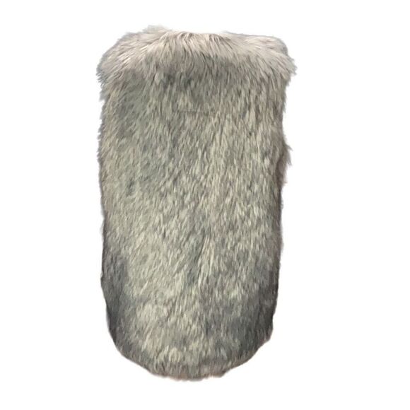 Rachel Zoe Silver Faux Fox Fur Fluffy Hook Closure Vest Jacket Size Medium - Picture 3 of 7